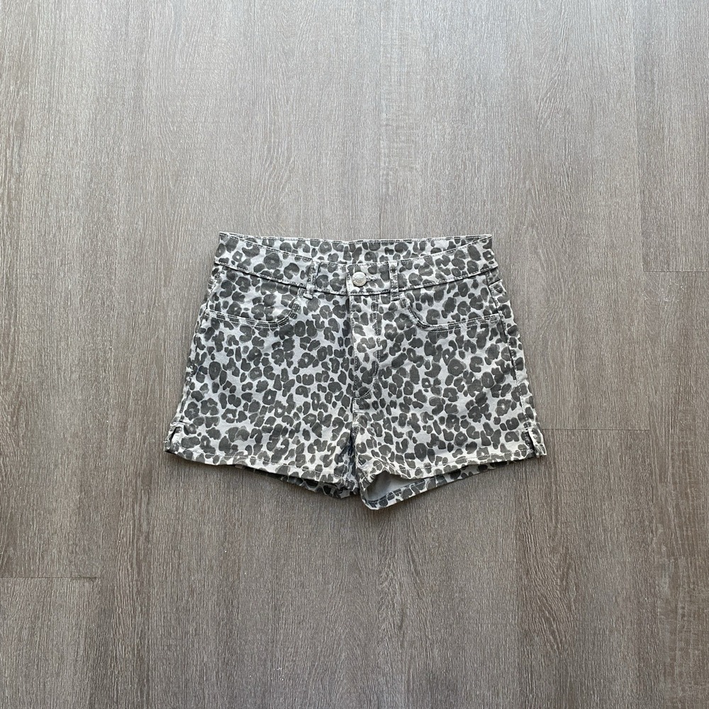H&M Girls 11-12Y Cheetah Print Patterned Shorts Summer Button Close 1432